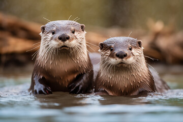 otter in the river