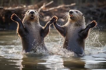 otter in the river