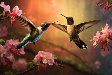 hummingbird and flower