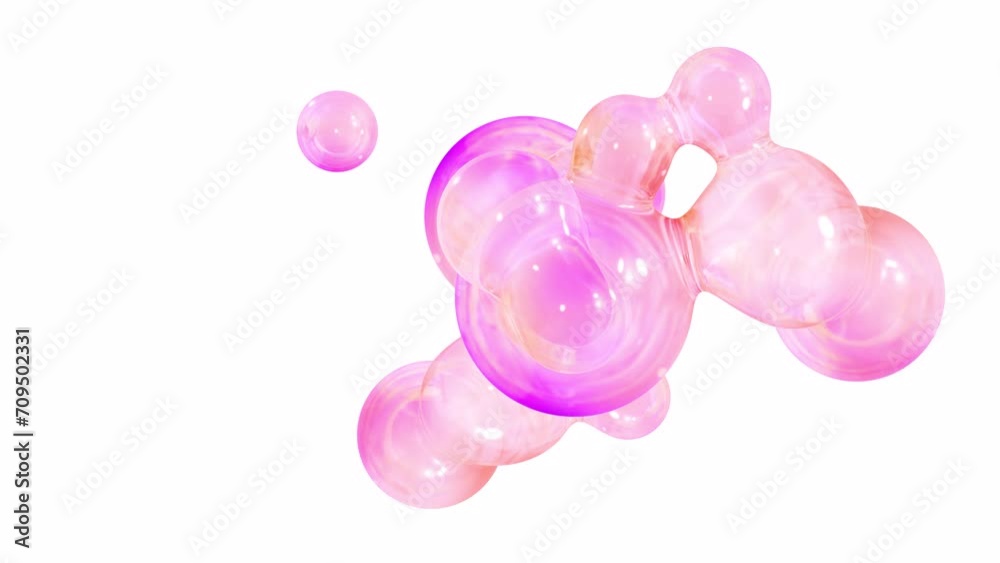 Poster metaball animation of liquid blobs morphing. 3d abstract colorful metaballs background. bright holog