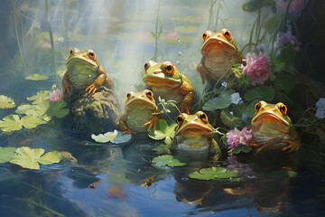 frog in the pond