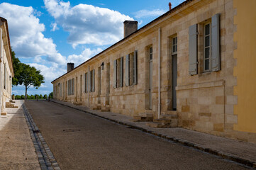 Views of wine domain or chateau in Haut-Medoc red wine making region, Margaux village, Bordeaux, left bank of Gironde Estuary, France