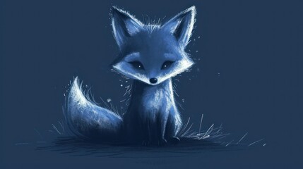  a digital painting of a fox sitting on the ground looking at the camera with a sad look on its face.