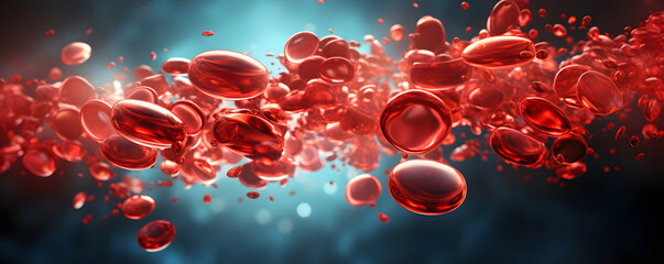 Flowing Red Blood Cells. Human Blood Background