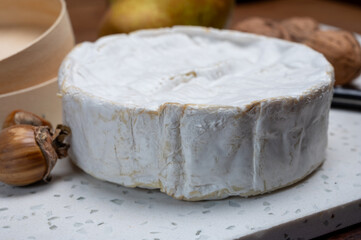 French soft Camembert cheese, original Camembert de Normandie, with white mold
