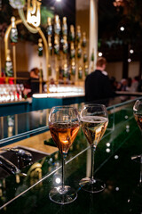 Tasting of sparkling wine champagne on winter weekend festival in December on Avenue de Champagne, Epernay, Champagne region, France