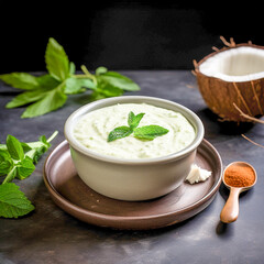 Obraz na płótnie Canvas Coconut Chutney, a classic South Indian condiment