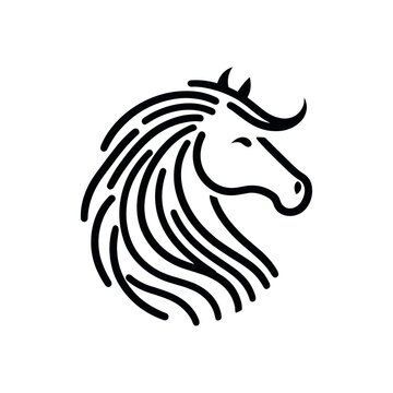Horse line art logo vector icon design