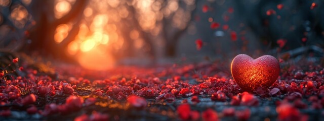 Heart-Shaped Object in Forest A Unique Natural Discovery on Valentines Generative AI