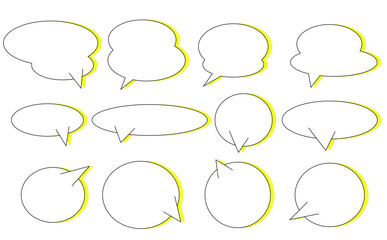 黄色い影付き吹き出し