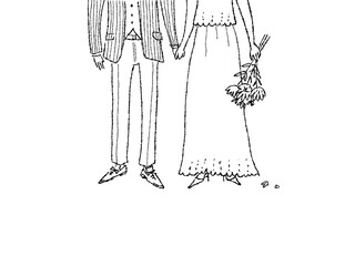 花束を持った女性と、男性、ウエディング、結婚式、テキストなし