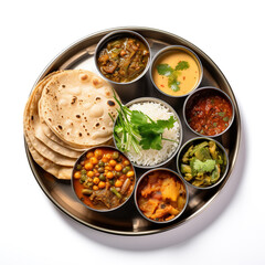 Gujarati Thali, a colorful assortment of Gujarati dishes