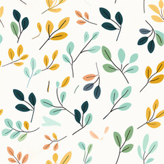 Seamless pattern : Stylized Leaves of Autumn mood 

