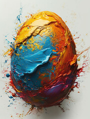 A swirling blend of colours on a painted egg.