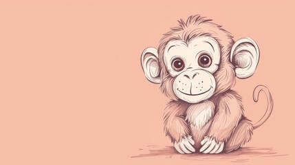  a drawing of a monkey sitting on the ground with a pink background and a pink background with a pink background and a drawing of a monkey sitting on the ground.