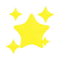 3d stars, 3d render icon illustration, transparent background, weather
