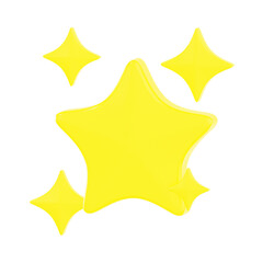 3d stars, 3d render icon illustration, transparent background, weather