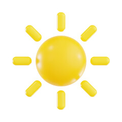 3d sun, 3d render icon illustration, transparent background, weather