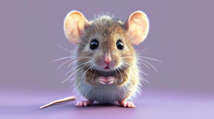  a close up of a mouse on a purple surface with a light purple back ground and a light purple back ground.