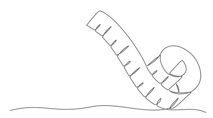 Tape measure One line drawing isolated on white background