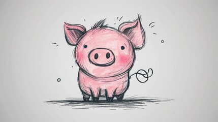  a drawing of a pig with a ring on it's nose and the word love written in the middle of the pig's ear. - obrazy, fototapety, plakaty
