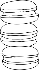 Three Macaroons Outline Vector Illustration