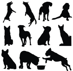 Set of dogs silhouette. Vector illustration