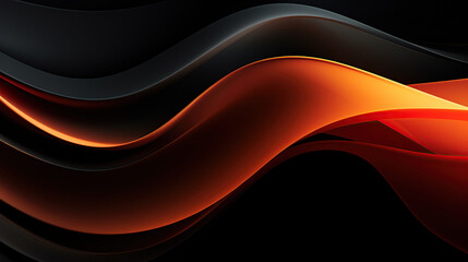 Abstract black and orange wavy background. 3d render illustration. 