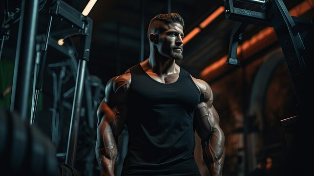 Muscular bodybuilders exercising in gym - fitness and bodybuilding concept with athletic men pumping up muscles - Powered by Adobe