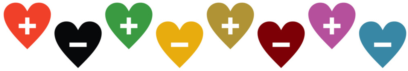 Obraz premium Heart shape with plus and minus inside vector