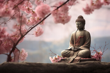 Zen meditation landscape with a Japan spring look