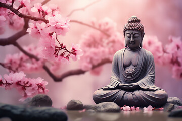 Zen meditation landscape with a Japan spring look