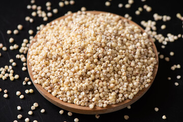 Sorghum seeds texture background. Whole seeds of Sorghum Moench