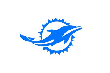 simple dolphin logo with bright colors, product icon