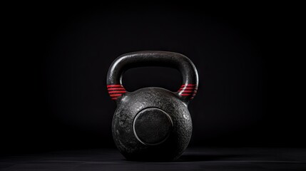 Kettlebell on a dark background: a fitness and strength training concept - obrazy, fototapety, plakaty