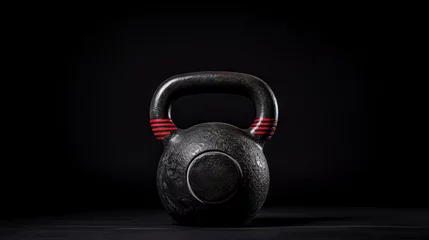 Fotobehang Kettlebell on a dark background: a fitness and strength training concept © Ameer