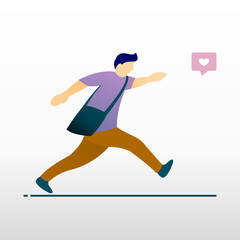 Fototapeta na wymiar Illustration vector graphic of a man chasing love. Perfect to use for social media content about love.