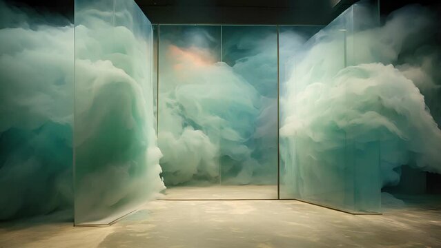 The wind tunnels walls become a window into a surreal landscape, painted in thick, swirling layers of smoke.