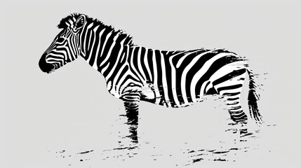 Fototapeta na wymiar a black and white picture of a zebra on a gray background with a black and white image of a zebra.