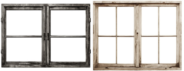 An old and weathered black and white translucent window