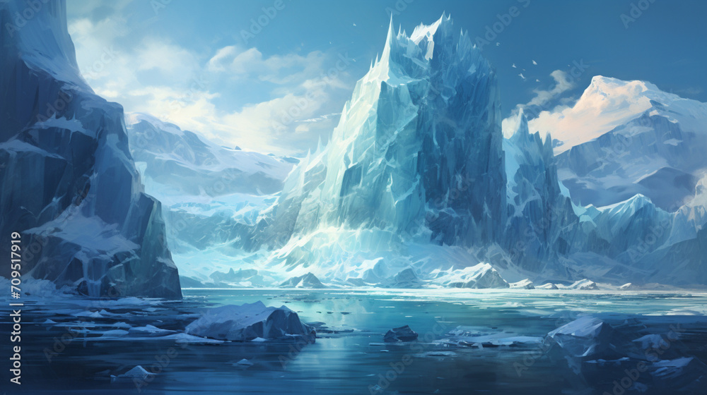 Aufkleber a powerful image of a melting glacier transitioning into pure, flowing water.