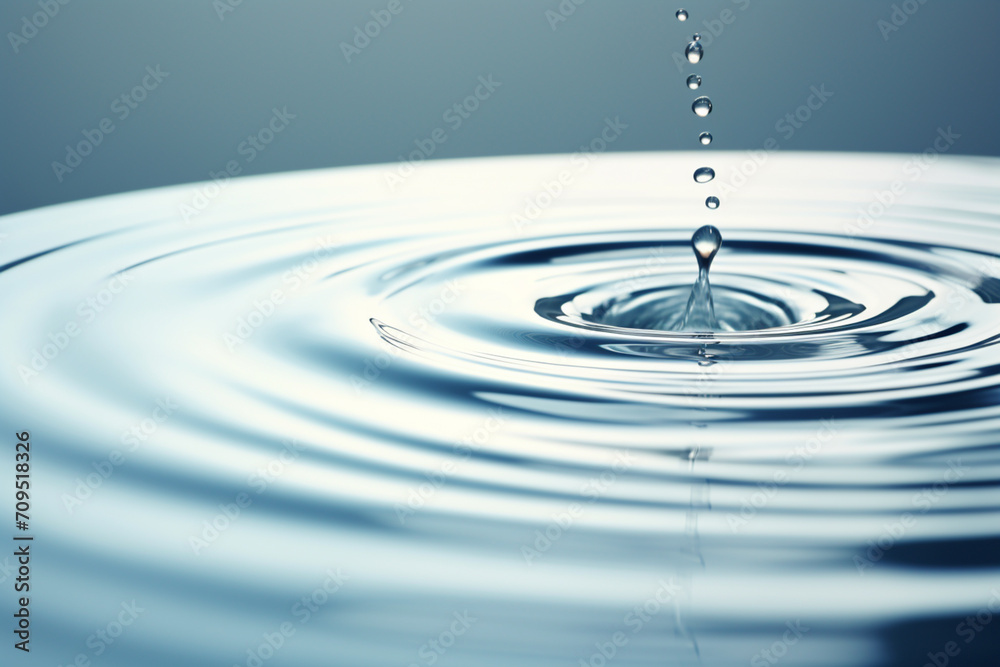 Poster a minimalist image of a drop of water creating ripples, representing the impact of individual action