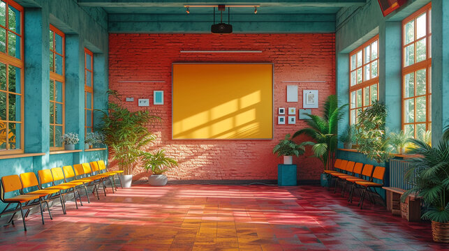 View of school study room with minimal background