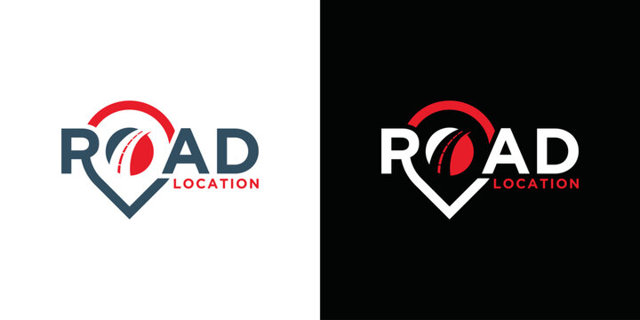 road map logo design template, location points and route map icon vector illustration. road logo in wordmark style	