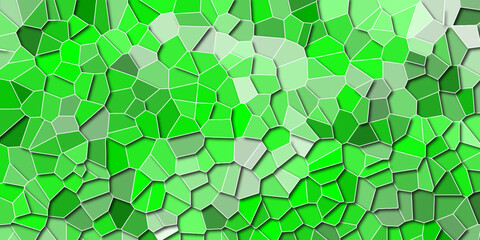Fototapeta na wymiar Abstract Light Royel green Broken Stained floor design with crack stone. Artful decoration of stone cubes in architectural design. Geometric hexagon tiles textured with cracked rock. 