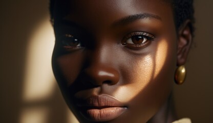 Captivating Portrait of African Woman Embodying Graceful Beauty.