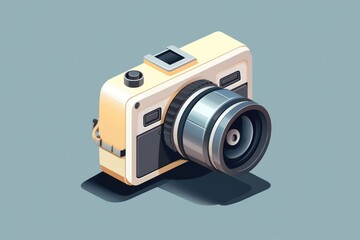 Fototapeta premium Colorful 3D cartoon camera isometric