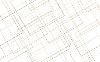 Illustration lines in brown and white tone of many square and rectangles shapes on white background for modern geometric pattern, art decoration, making cool banner on page, presentation and website