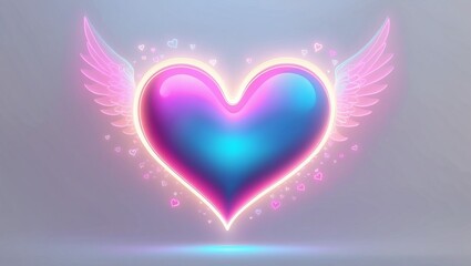 Abstract neon heart on a light background with space for text. Valentine's Day, Mother's Day, Women's	