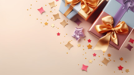 Gift box background with copy space for Christmas gifts, holidays or birthdays